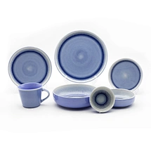 Blue Reactive Glaze Dinnerware, Ocean-Inspired Ceramic Plates, Handcrafted Indigo Table Set